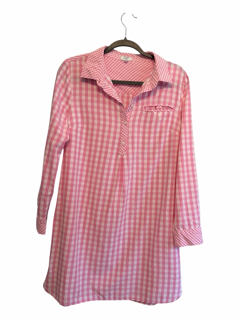 crown & ivy Pink Gingham Shirt Dress